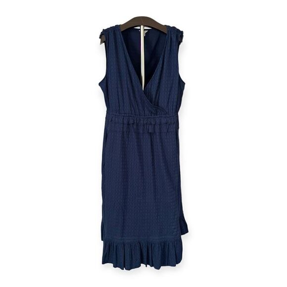 CASLON Faux Wrap Ruffle Dobby Dress In Navy Peacoat Size 3X NEW - Picture 9 of 15